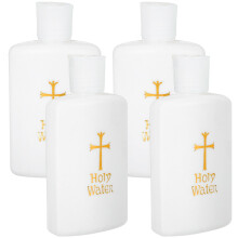 Holy Water Bottles Set of 4 Decorative White Mini Bottles for Travel and Home Decor Plastic