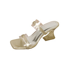 Women's gold heeled sandals open-toe block heel size 39 EU