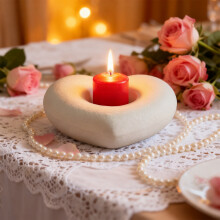 AuroraX Valentine's Day Heart Candle Holder – Ceramic Tea Light Holder for Romantic Table Centerpiece, Gifts for Him, Her, Couples