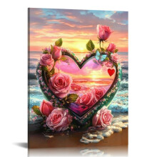 Love Rose Canvas Wall Art, Canvas Prints Wall Art for Living Room Bathroom Bedroom Office, Art Print Painting for Home Decorations - 12x16in