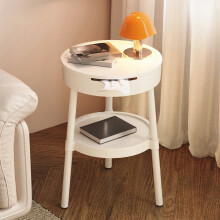Modern Side Table with Drawer & Shelf – Compact Plastic, Easy Assembly, Compatible with Bedroom/Living Room/Office