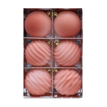 Velvet Christmas Ornaments Orange 3.15 Inch 6 Pack