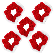 5Pcs Red Velour Hair Scrunchies with Durable Elastic Bands for Hair Decoration