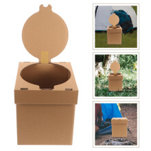 Durable Portable Toilet Beige Foldable for Outdoor Camping Car Travel Use