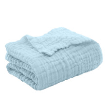 Trendy Light Blue Waffle Weave Throw Blanket – Soft, Skin-Friendly, Breathable, Easy Clean, 59.06"x78.74"