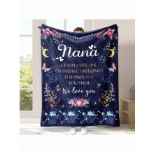 Super Soft Personalized Flannel Throw Blanket for Nana, Grass Green - Cozy Gift for Birthday, Christmas, Mother's Day from Family & Friends