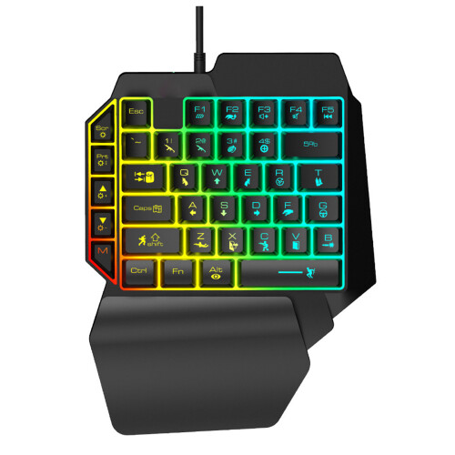 3Pcs Black Rgb Gaming Keyboard Single-Hand Backlit Keypad for Laptop 1