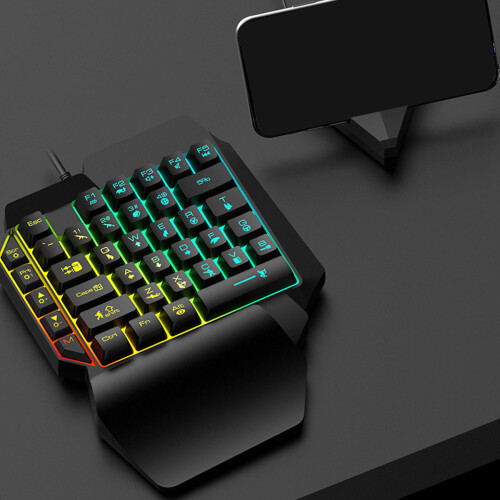 3Pcs Black Rgb Gaming Keyboard Single-Hand Backlit Keypad for Laptop 2