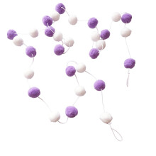 Macaron Pom-Pom Hanging Garland – Soft Plush Tassel Banner for Teen Room, Nursery, Photo Prop, Boho Wall Decor, Shower & Birthday Party – 1X