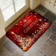 Christmas Crystal Velvet Floor Mat Entry Door Hallway Wear-resistant Carpet Bathroom Toilet Pad Home Decoration