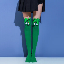 Dame Overknee Sokker Jul Diagonal Stripe Lårhøye Strømper Japansk Sløyfe, Grønn B