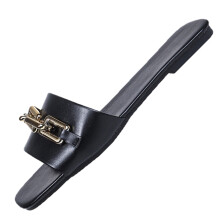 Women's Casual Sandals Square Toe Slip-On Flat Sole PU Size