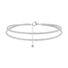 Sparkling Chain Anklet with Cubic Zirconia Star Charms