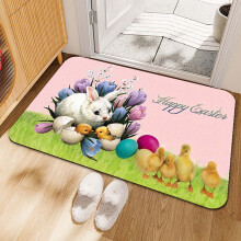 Alfombra decorativa de conejito de Pascua con forma de huevo, divertida, colorida, suave, cómoda y duradera para sala de estar, sala de juegos,