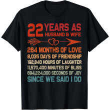 22 jaar man en vrouw - Cadeau voor het 22e huwelijksjubileum - T-shirt voor stellen - 100% katoen
