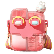 Gourde kawaii verte et rose avec sangle et bouchon Ă paille, mug Ă double compartiment, compatible avec l'eau et la limonade