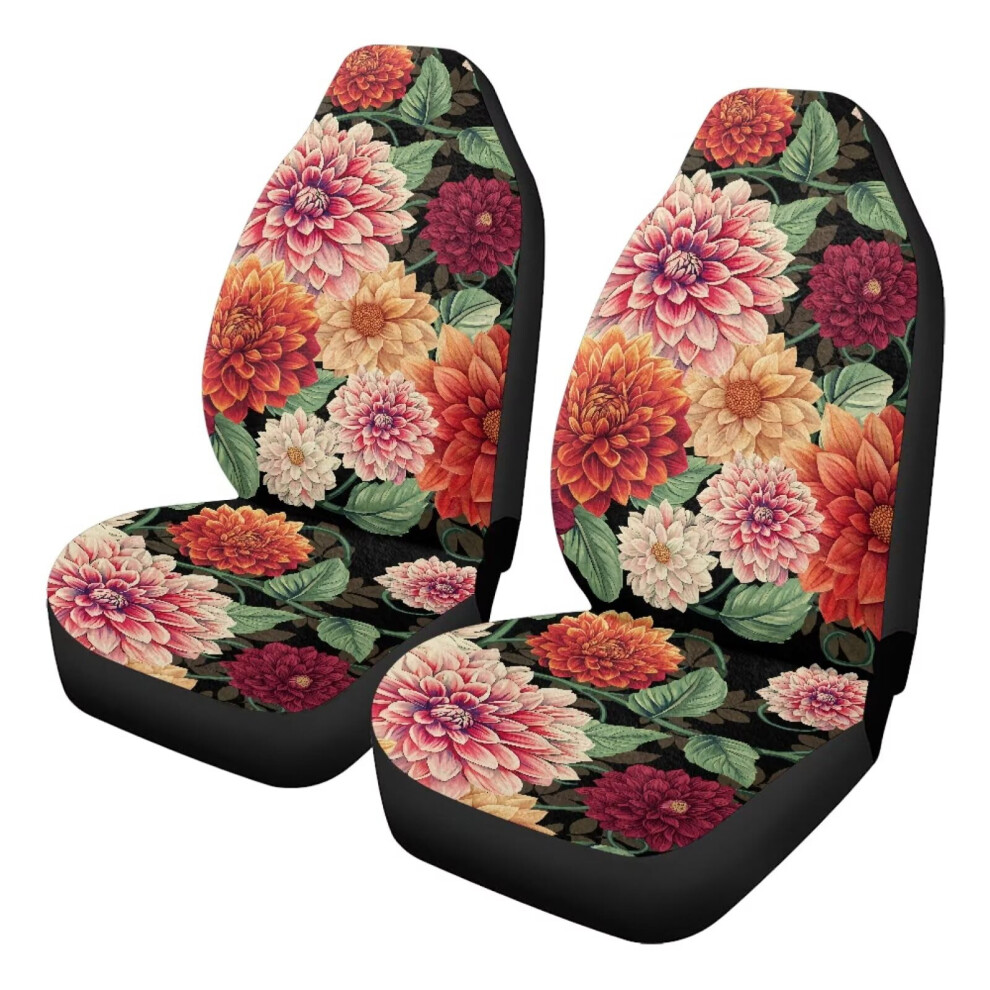 Dahlia Print Car Seat Covers Universal Fit 2 Pcs Coral 900223767677