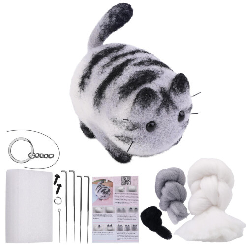 Needle Felting Kit Beginner Wool Needles Foam Pad Guide 2