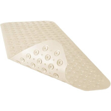 Tapis de bain/douche antidérapant extra large, 100 x 40 cm, ventouses, trous d'évacuation, lavable en machine, beige
