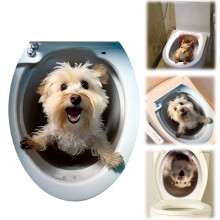 3D Kids Toilet Sticker Set Cute Animal Wall Decals Blue