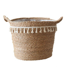 Clearance Seagrass Wicker Basket Flower Pot Folding Basket Storage Basket Decoration