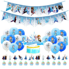 Kits de décoration pour une fête d'anniversaire sur le thème de La Reine des Neiges, comprenant une banderole, des ballons, des décorations pour