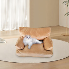 Pet Sofa Bed Washable Dog Couch Cat Bed PU Leather Pet Furniture Small Medium Dog Bed with Non-Slip Bottom Comfortable Pet Couch