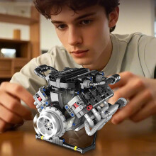 V8 Engine Building Set, V8 Engine Model kit That Works Metal Mechanical Metal Assembly DIY Car Engine Model Kit