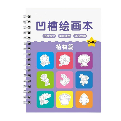 Grooved Drawing Book with Basic Painting Templates for Ages 3-8, Compatible with Repeatable Sketching