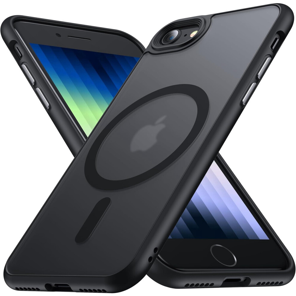 [No.1 Magnetic] Magsafe Case For Iphone Se 2022/2020/8 – Translucent Matte, Anti-Fingerprint, Military Shockproof, Slim Hard + Silicone, Black 9405492392274