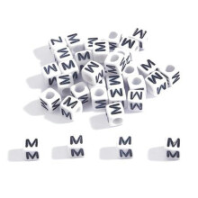 100 perline cubiche in acrilico con lettere per la creazione di gioielli fatti a mano per bambini, braccialetti fai da te, 6 mm - M