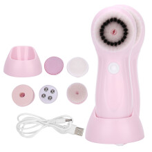 USB Rechargeable Face Cleaner With6Brush Heads Electric Exfoliating Spin Cleanser Featuring Ergonomic Design And2Speed Adjustment For Sensitive
