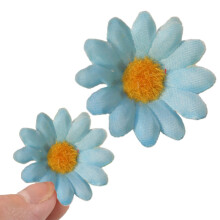 100pcs Artificial Silk Sunflower & Gerbera Heads (1.6"), DIY Home/Wedding/Garden Decor, Blue – Compatible with Craft Projects