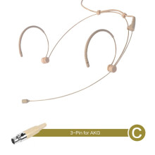 Beiges Headset-Mikrofon mit doppeltem Ohrbügel, Kopfbügelmikrofon, 3,5-mm-Klinkenstecker, 3-poliger/4-poliger XLR-Anschluss