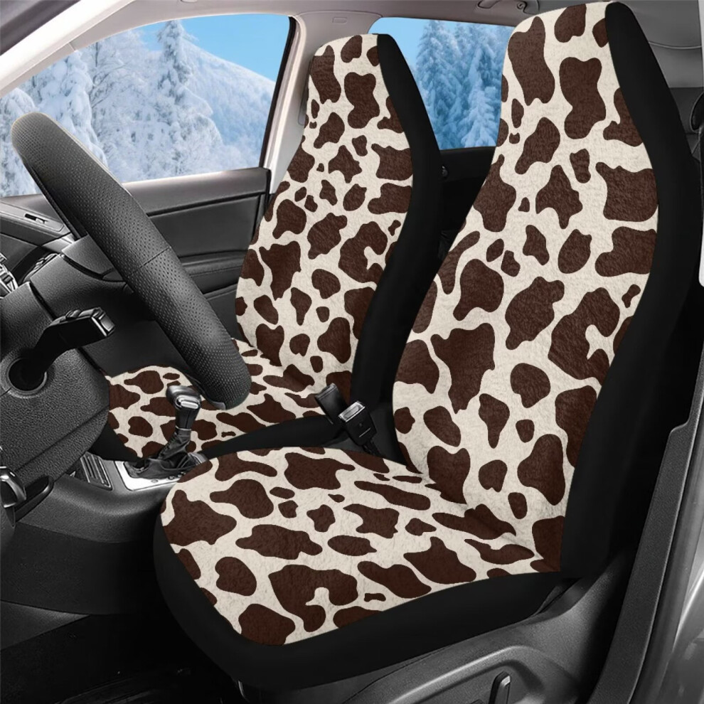 2-Pack Car Seat Covers Â Cow Print, Easy Install, Compatible With Most Cars Brown 9405492390836