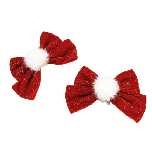 Κλιπ μαλλιών Pompoms για την Πρωτοχρονιά Barrette Sweet Christmas Flat Clip Φουρκέτα