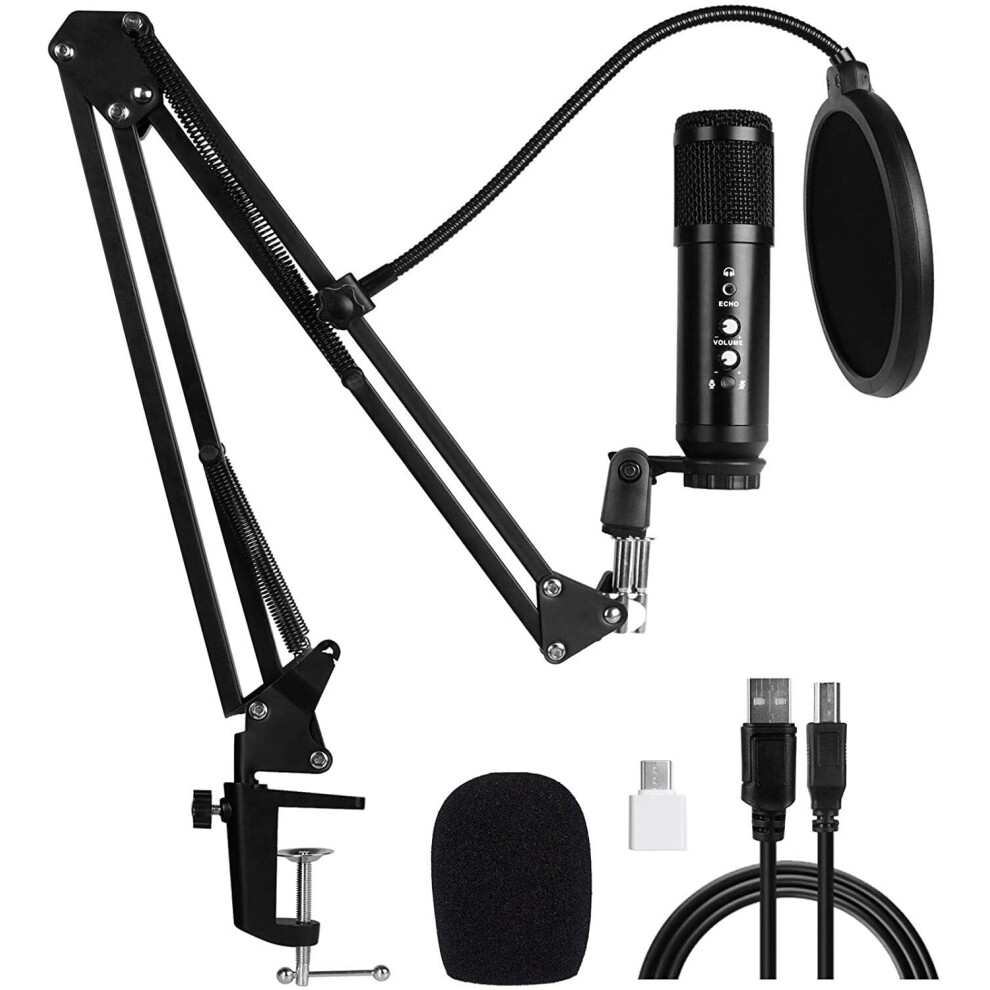 Usb Microphone For Pc-192Khz/24Bit Studio Cardioid Condenser Mic Kit Recording 9405492394599