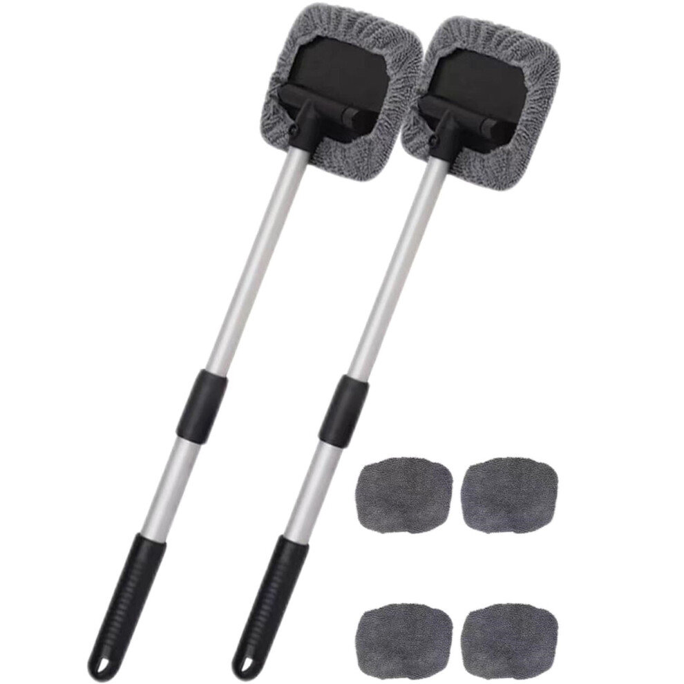 Windshield Cleaner Tool, Car Inside Window Cleaning Tool With Retractable Handle, With Replacement Head(2Set) 9405492394148