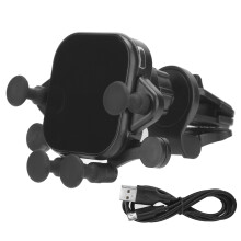 Automatic Sensing Wireless Car Charger15W QI Fast Charging Touch Switch Electric Clamp Phone Stand Gravity Retractable Hook Non-Metal Case