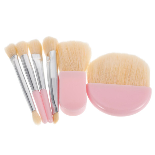 3Sets Soft Pink Mini Makeup Brushes with Portable Case for Travel 1