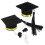 4Pcs Lightweight Felt Mini Graduation Caps Yellow Adjustable Pet Hats 2
