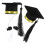 4Pcs Lightweight Felt Mini Graduation Caps Yellow Adjustable Pet Hats 3