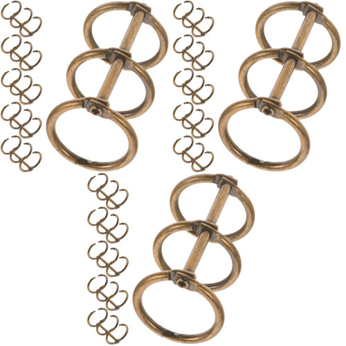 Three-Hole Binder Rings Brown Alloy For Daily Use 18pcs 1