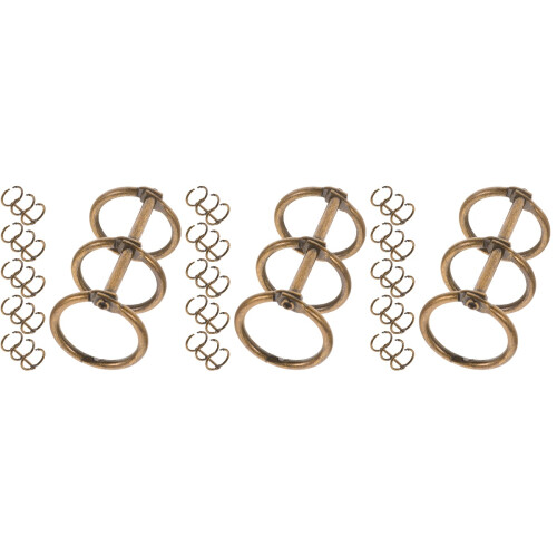 Three-Hole Binder Rings Brown Alloy For Daily Use 18pcs 2