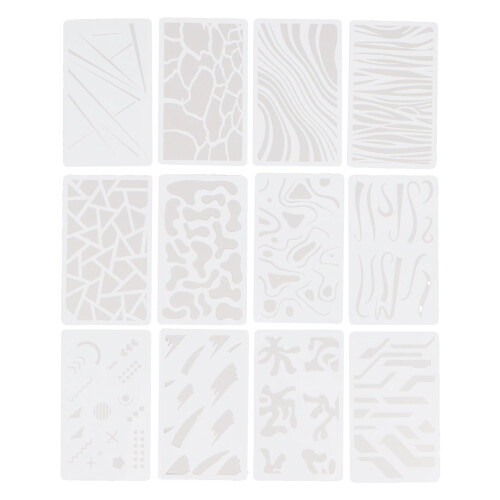 Decorative Templates for Mosaic Web Texture, Reusable Brick Graffiti Layering Stencil for Creative Crafting, 12Pieces 2