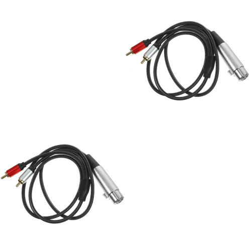 2Pcs Black Audio Equipment Cable Guitar Use Tinned Oxygen-Free Copper 2