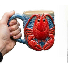 (G) Ocean Animal 3D Ceramic Coffee Mug, Hand-Painted Marine Buddy Drinkware, Whale Dolphin Turtle Shaped Cup for Ocean Lovers, Unique Gift