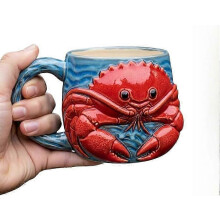 (D) Ocean Animal 3D Ceramic Coffee Mug, Hand-Painted Marine Buddy Drinkware, Whale Dolphin Turtle Shaped Cup for Ocean Lovers, Unique Gift