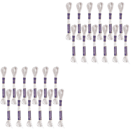 24Pcs Metallic Silver Embroidery Thread for Household DIY Sewing 2