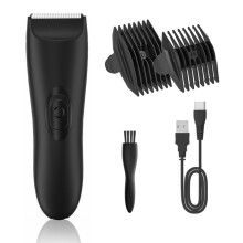 Waterproof Groin Hair Trimmer For Men, Body Hair Clippers With Safety Ceramic Blades And Fast Charging Dock Featuring Head Spotlight And Multi